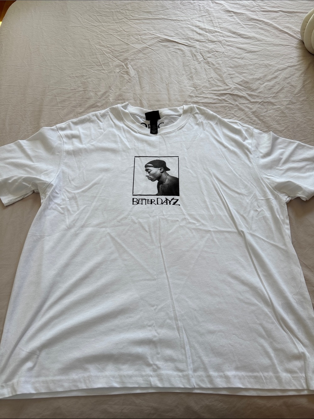 2Pac White Graphic Crewneck T-Shirt